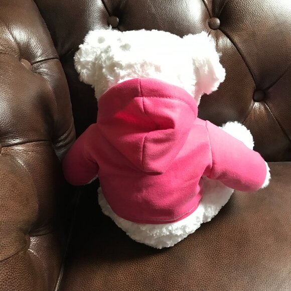 Tom's Toy International LTD 18 " tall white bear with pink sweatshirt. - Picture 6 of 8